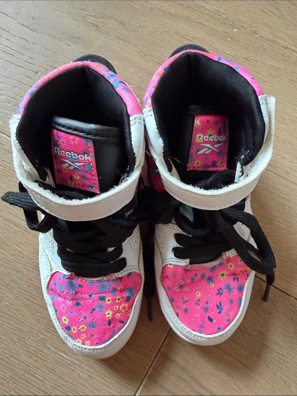 Reebok Kids Pink, White & Teal High-Top Sneakers